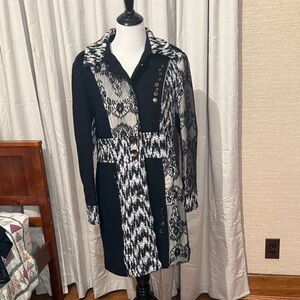 Talk of the Walk Black and White Long Sleeve Coat